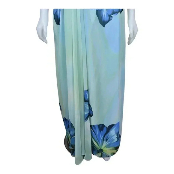 Jovani Gown Blue Green Floral Watercolor Beaded Strapless Chiffon Prom Grad 4 - Picture 8 of 15